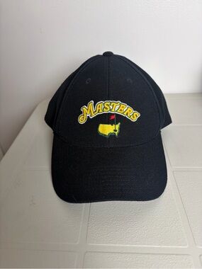Masters Black Cap with Yellow & Green Embroidered Logo adjustable Wool blend